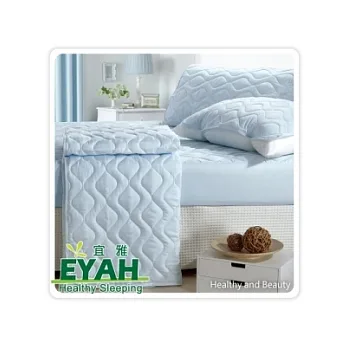 【EYAH宜雅】純色保潔墊-鬆緊帶平面式雙人特大3入組(含枕墊*2)-迷情藍