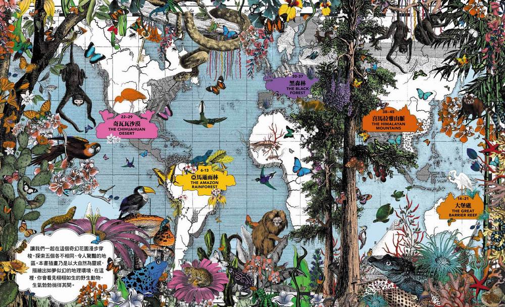 ►童書/青少年文學►暢銷書► 世界珍奇花園：漫步穿越世界5個地理區域，探索80種令人驚奇的野生動物