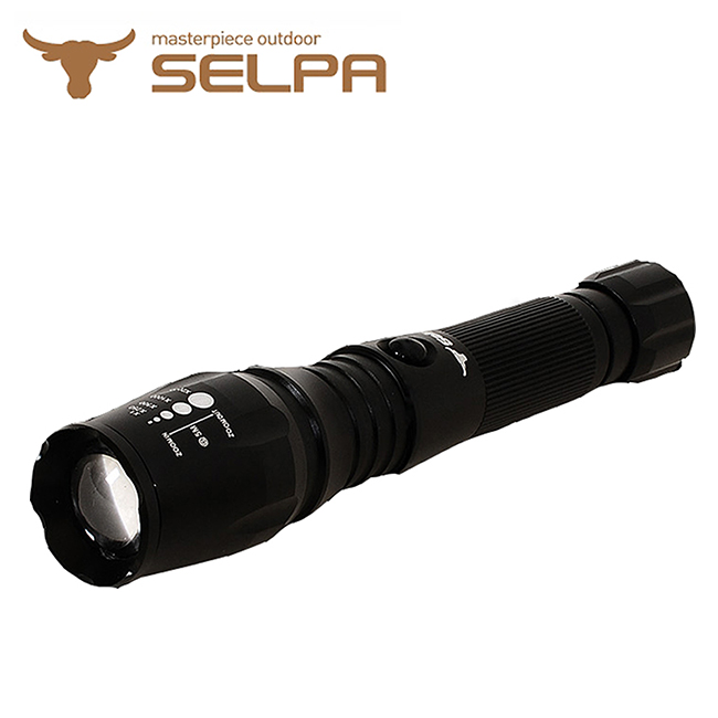 【韓國SELPA】1200明流T6LED可調焦距防水鋁合金手電筒