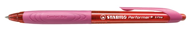 STABILO 德國天鵝牌 Performer+ 表演家系列 超滑順 原子筆(XF)0.5mm紅筆/粉紅色