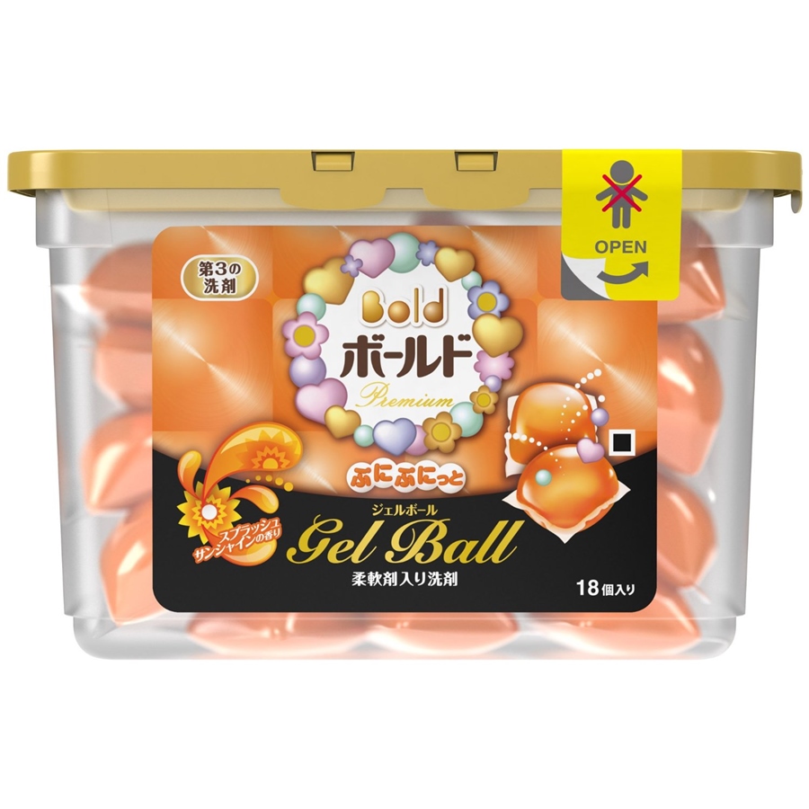 【日本P&G;】雙倍洗衣凝膠球NO.BOLD陽光馨香-盒裝(437g/18顆入)