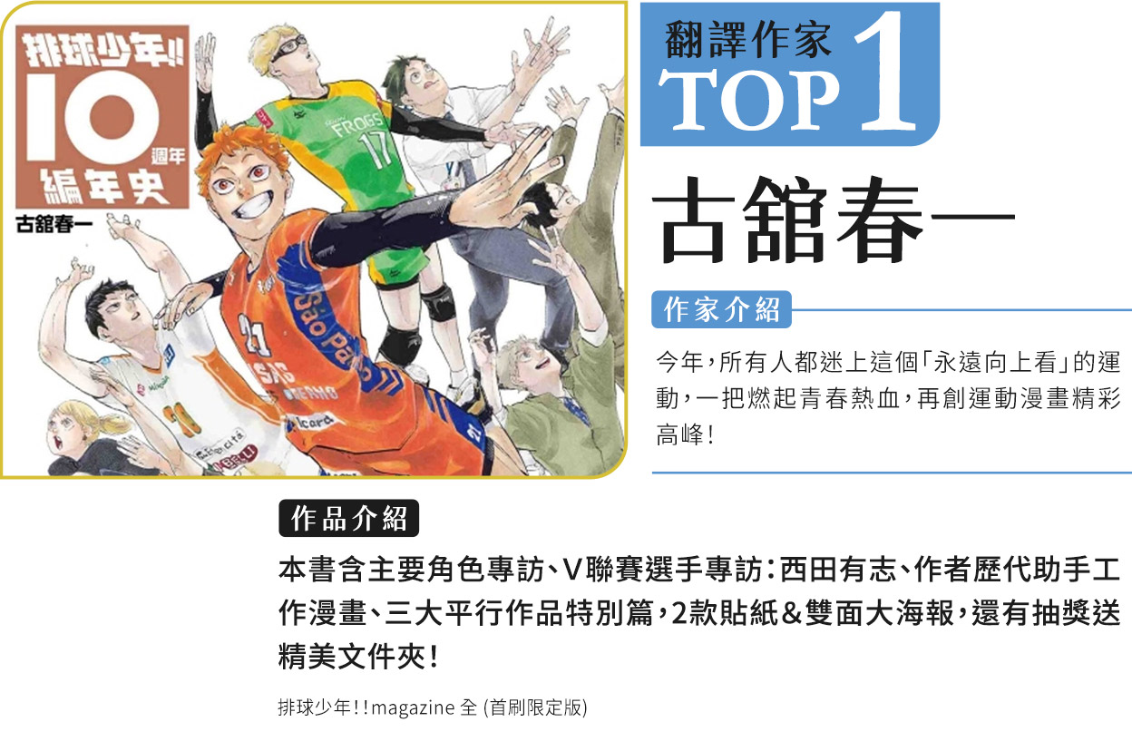 年度暢銷翻譯作家TOP1-古舘春一