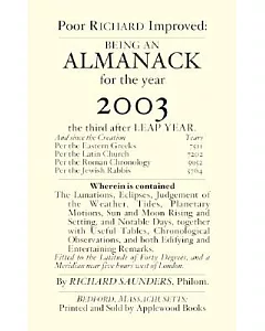 Poor Richard’s Almanack for 2003