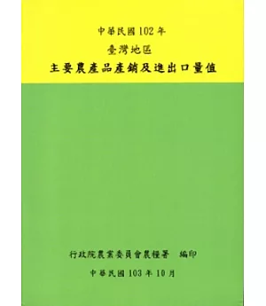 臺灣地區主要農產品產銷及進出口量值102年