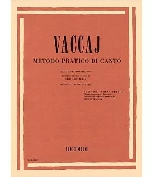 Metodo Pratico Di Canto: Ariette su Testi di Metastasio, Mezzo Soprano O Baritono, Practical Vocal Method