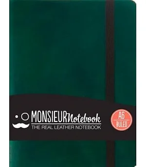 Monsieur Notebook Green Leather Ruled Small