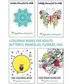 4 Coloring Books for Adults - Butterfly, Mandalas, Flowers & Owl