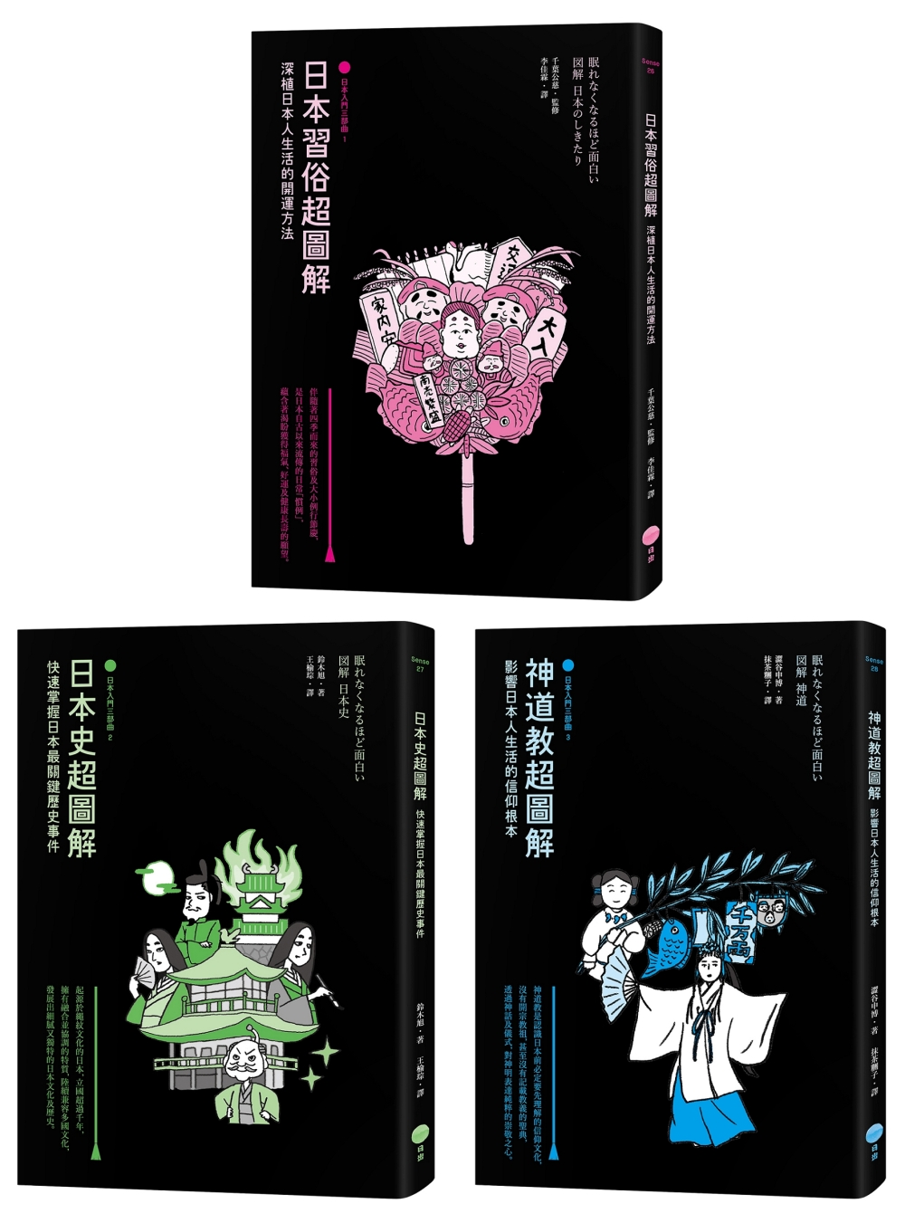 日本入門三部曲套書（三冊）：《日本習俗超圖解》+《日本史超圖解》+《神道教超圖解》