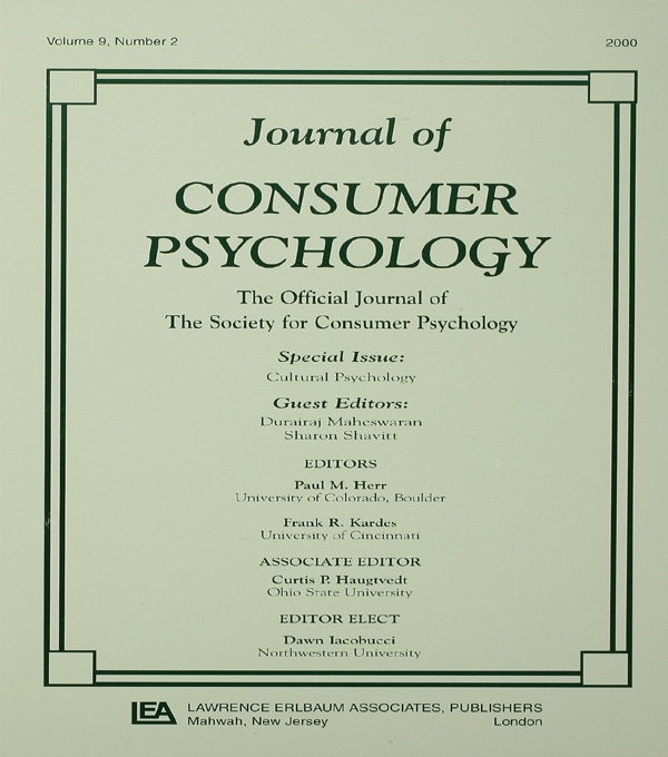 Journal of Consumer Psychology: The Official Journal of the Society for Consumer Psychology Special Issue: Cultural Psychology
