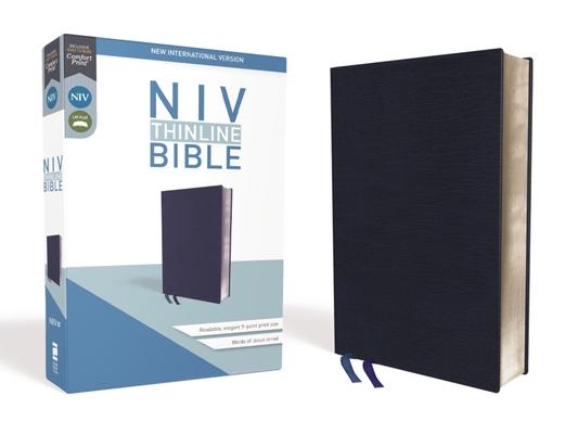 NIV, Thinline Bible, Bonded Leather, Navy, Red Letter Edition