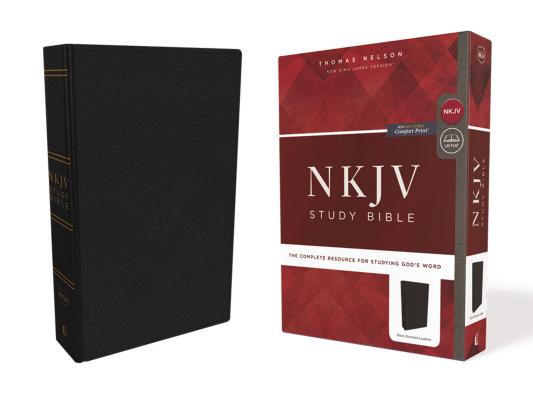 NKJV Study Bible, Premium Bonded Leather, Black, Red Letter Edition, Comfort Print: The Complete Resource for Studying God’s Word