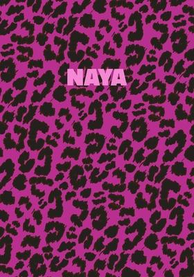 Naya: Personalized Pink Leopard Print Notebook (Animal Skin Pattern). College Ruled (Lined) Journal for Notes, Diary, Journa