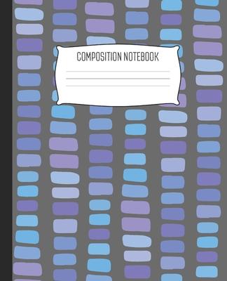 Composition Notebook: Wide Ruled Notebook Retro Blue Cells Abstract Lined School Journal - 100 Pages - 7.5 x 9.25 - Children Kids Girls Te