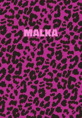 Malka: Personalized Pink Leopard Print Notebook (Animal Skin Pattern). College Ruled (Lined) Journal for Notes, Diary, Journa