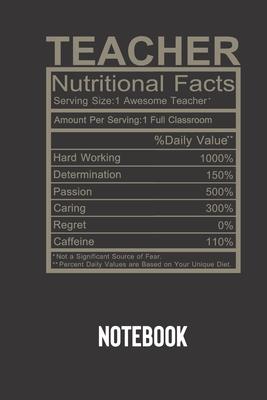 teacher nutritional facts: small lined Humor Nutritional Facts Notebook / Travel Journal to write in (6’’’’ x 9’’’’) 120 pages