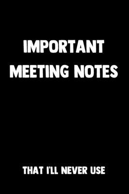 Important Meeting Notes That I’’ll Never Use: 100 Pages - Lined Blank Journal Notebook Diary for Business Meetings - Funny Work Co-Worker Gag Gift