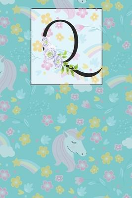 S: S Alphabet with Floral Unicorn Monogram Initial Notebook Journal 6x9, 120 pages Lined Notebook For Girls, Journal for