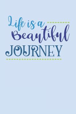 Life Is A Beautiful Journey: Blue Colorful Wide Ruled Blank Lined Designer Notebook Notepad Journal