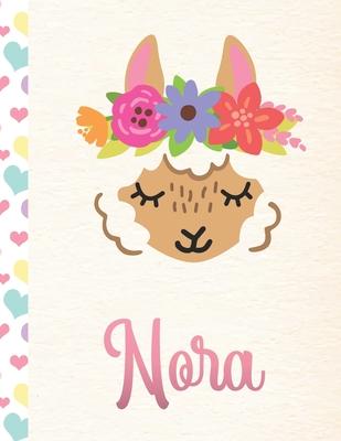 Nora: 2020. Personalized Weekly Llama Planner For Girls. 8.5x11 Week Per Page 2020 Planner/Diary With Pink Name