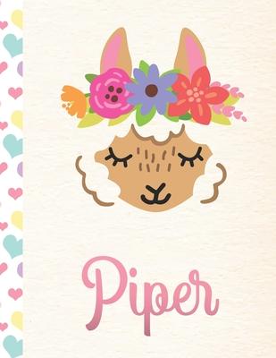 Piper: 2020. Personalized Weekly Llama Planner For Girls. 8.5x11 Week Per Page 2020 Planner/Diary With Pink Name