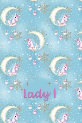 Lady I: Dot Grid Journal with Her Unicorn Name/Initial with Christmas Theme