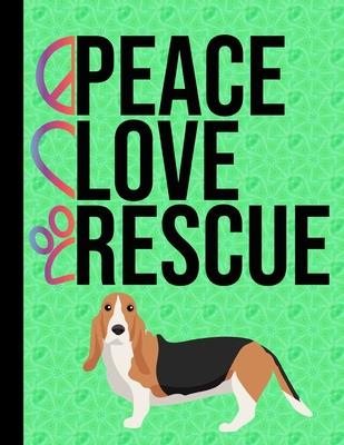 Peace Love Rescue: 5 Year Planner 2020 - 2024 Monthly Planner Organizer Undated Calendar And ToDo List Tracker Notebook Basset Hound Resc