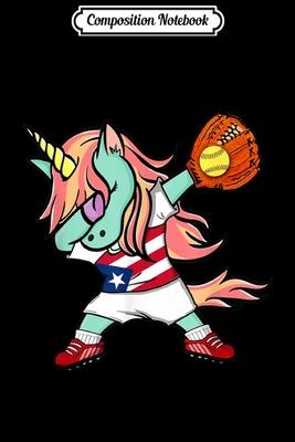 Composition Notebook: Dabbing Unicorn Softball Puerto Rico Jersey Sport Journal/Notebook Blank Lined Ruled 6x9 100 Pages