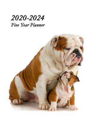 2020 - 2024 Five Year Planner: Protective Bulldog with Bulldog Puppy Cover - Includes Major U.S. Holidays and Sporting Events