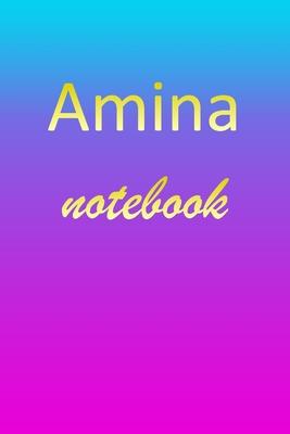 Amina: Blank Notebook - Wide Ruled Lined Paper Notepad - Writing Pad Practice Journal - Custom Personalized First Name Initia