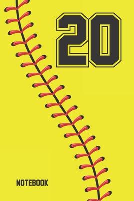 20 Notebook: Softball Jersey Number 20 Twenty For All Players Coaches And Fans - Blank Lined Notebook And Journal - 6x9 Inch 120 Pa