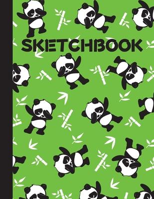 Sketchbook: Cute Blank Notebook for Sketching and Picture Space with Funny Kawaii Dabbing Panda Bears and Bamboo Pattern, Unlined