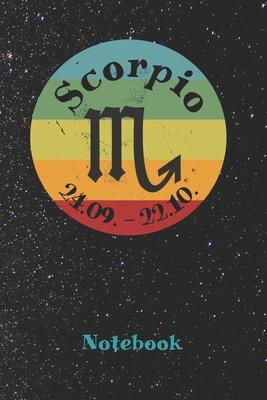 Zodiac Sign Scorpio Retro Notebook: Astrology Journal, Horoscope Notepad, Diary, 120 Pages, blanc Dot Grid, 6 x 9