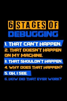 Notebook: Calendar / Planner 2020 Stages Of Debugging Funny Coding Nerd Gift 120 Pages, 6X9 Inches, Yearly, Monthly, Weekly & Da