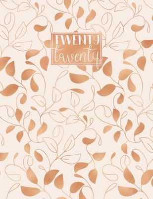 2020: A4 Diary Week on 2 Pages to View WO2P Journal - Horizontal Weekly Planner - Copper Leaves Vines Pattern