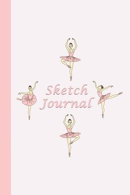 Sketch Journal: Ballerinas (Pink) 6x9 - Pages are LINED ON THE BOTTOM THIRD with blank space on top