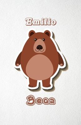 Emilio Bear A5 Lined Notebook 110 Pages: Funny Blank Journal For Wide Animal Nature Lover Zoo Relative Family Baby First Last Name. Unique Student Tea