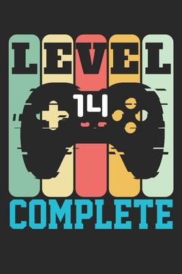 Level 14 complete: funny retro vintage 14th Gamer Birthday Gift notebook / journal gaming lovers gift