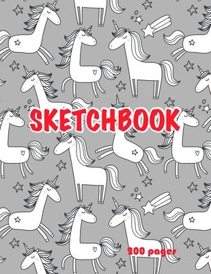 Unicorn Sketchbook 200 pages: Cute Unicorn Kawaii Sketchbook for Girls with 200 Pages of 8.5x11 Blank Paper for Drawing, Doodling or Learning to D