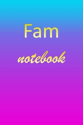 Fam: Blank Notebook - Wide Ruled Lined Paper Notepad - Writing Pad Practice Journal - Custom Personalized First Name Initia