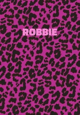 Robbie: Personalized Pink Leopard Print Notebook (Animal Skin Pattern). College Ruled (Lined) Journal for Notes, Diary, Journa