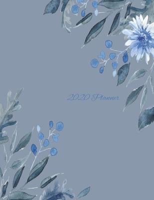 2020 Planner: Monthly calendar planner with federal holidays and inspirational quotes, blue and white floral