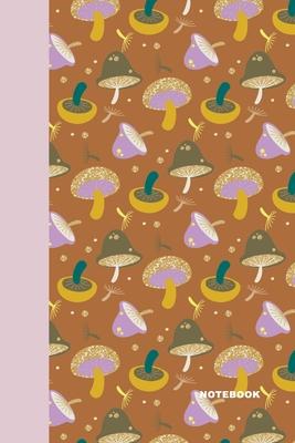 Notebook: Blank Wide Lined Journal for Daily Writing, Homework, Note Taking, Gratitude, and More - Boho Mushroom Pattern Cover D