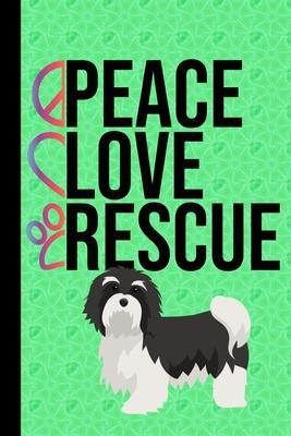 Peace Love Rescue: Anxiety Journal and Mandala Coloring Book 6x9 90 Pages Positive Affirmations Anxiety Charts Havanese Rescue Dog Green