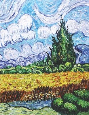 Van Gogh Black Paper Sketchbook: Wheat Field with Cypresses - Impressionism Art Notebook - Large Artistic All Black Pages Blank Sketch Pad - Draw with