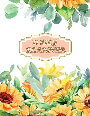 Daily Planner: Page A Day With Exercise And Health ( Size 8.5 X 11 ) Design With Summer Flowers And Herbs, Eucalyptus And Sunflowers