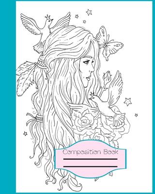 Composition Book: Pretty Princess Coloring Notebook for Girls, Children, Teens and Little Princesses with pink and Teal for students and