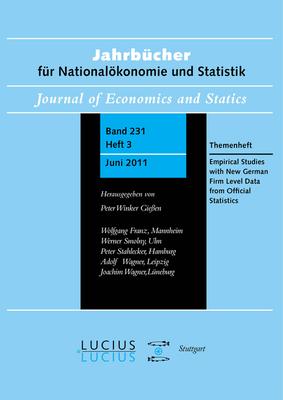 Empirical Studies with New German Firm Level Data from Official Statistics: Themenheft Heft 3/Bd. 231 (2011) Jahrbücher Für Nationalökonomie Und Stati