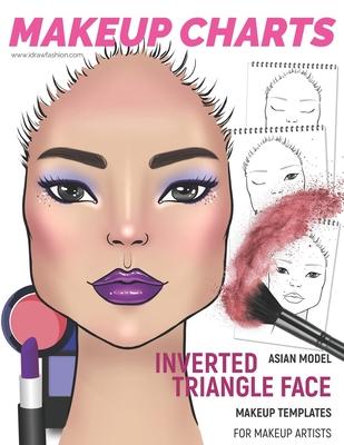 Makeup Charts - Face Charts for Makeup Artists: Asian Model - INVERTED TRIANGLE face shape