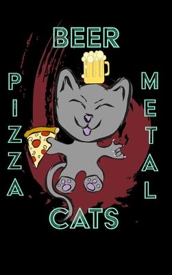 Pizza Beer Cats Metal - 6 x 9 Blank Lined Notebook