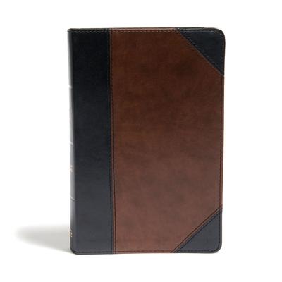 CSB Large Print Personal Size Reference Bible, Black/Brown Leathertouch